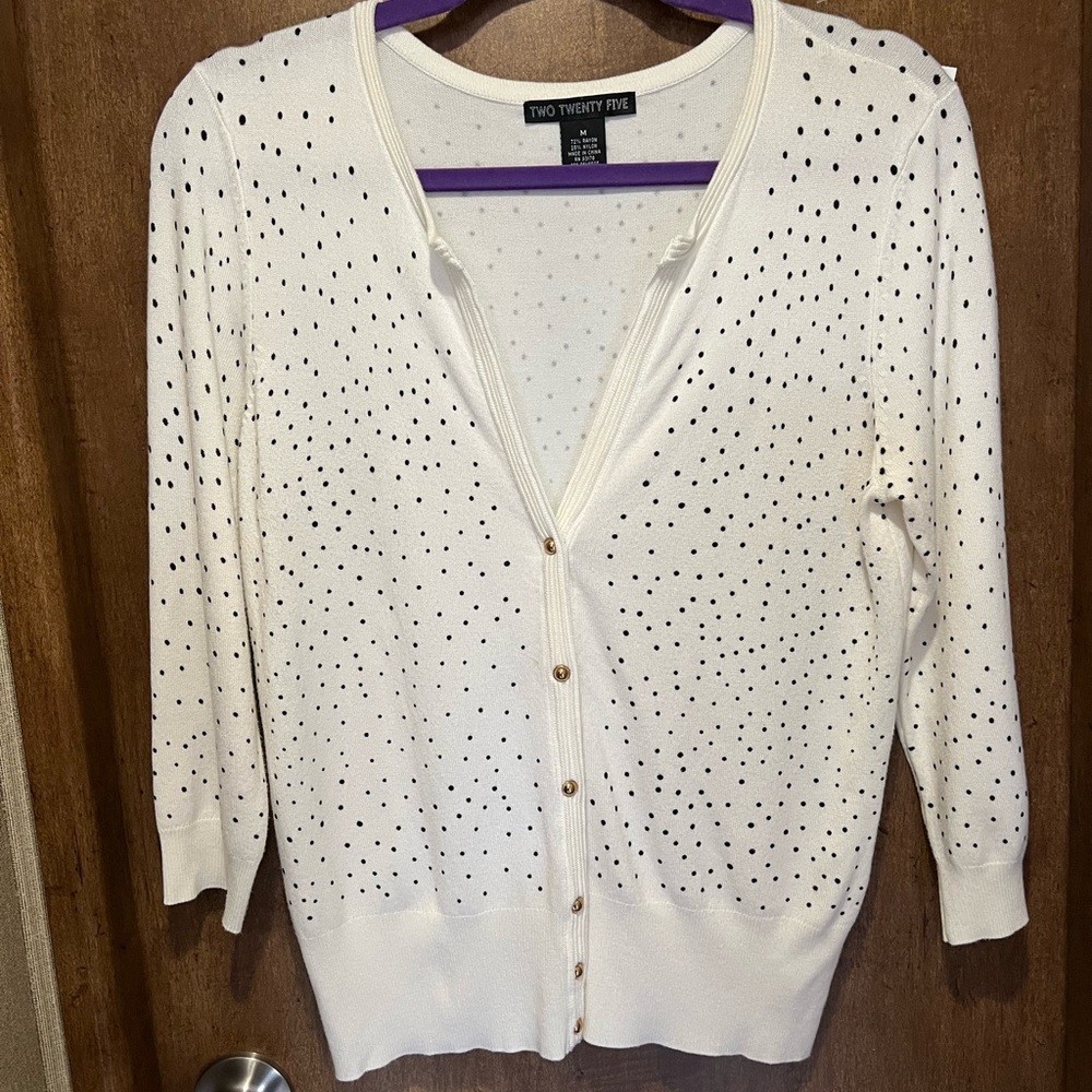 Women's White with Black Polka Dots Cardigan‎